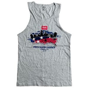 TYR Unisex Pro Swim Series 2019 Clovis CA Tank Tee - Grey - Size Small
